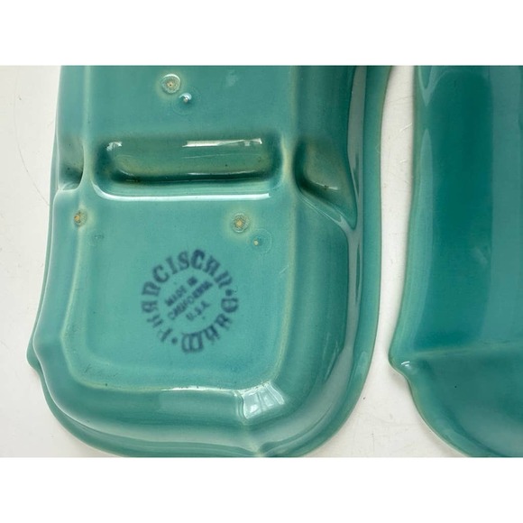 1940s Franciscan Ware Pottery Trays Glacial Blue Appetizer Dishes Set of 2 - Picture 4 of 8